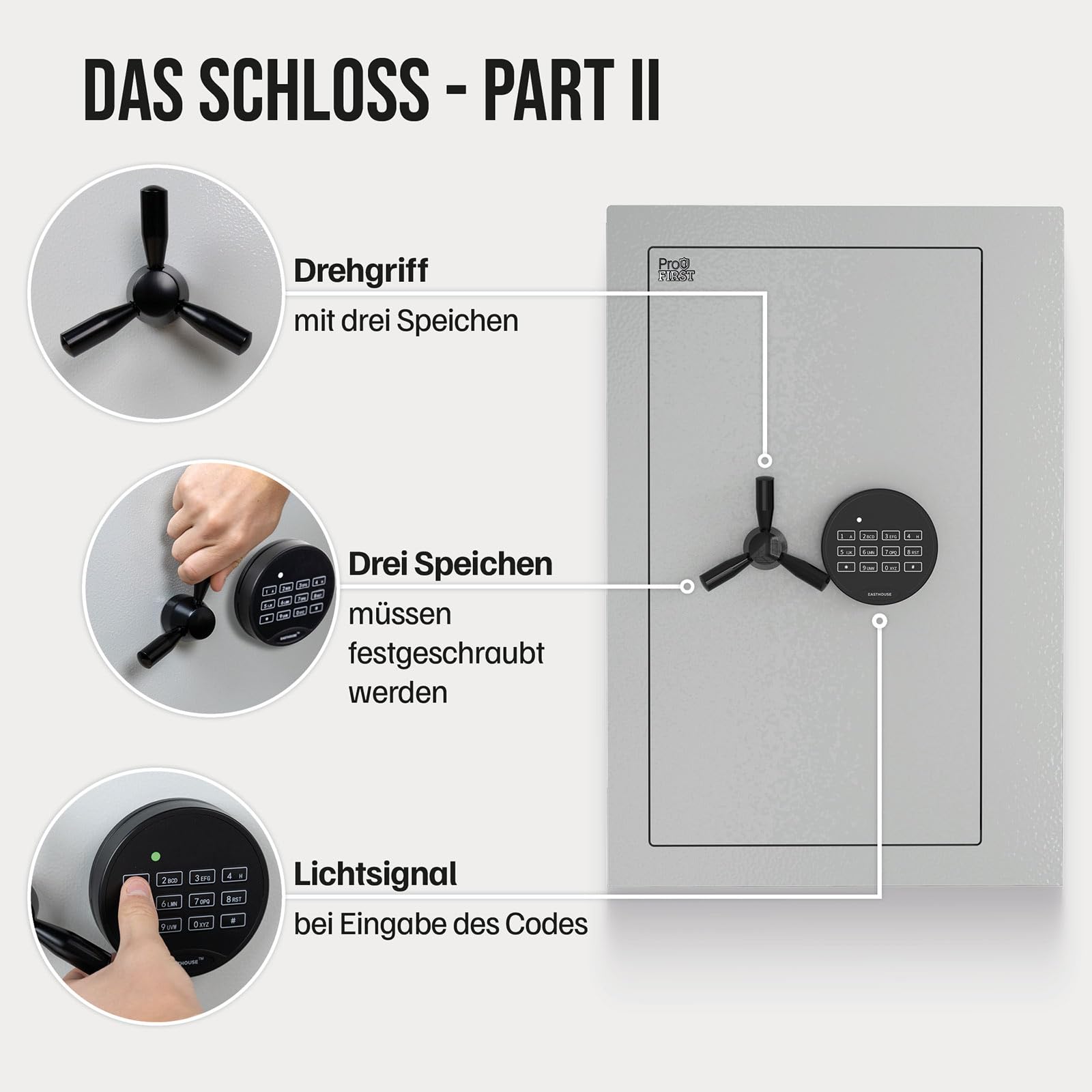 Profirst Wertschutzschrank Fortress 60 EN1 Elektronikschloss Feuerfalz Stahl separat verschließbarer Innentresor 2 verstellbare Fachböden inkl. Befestigungsmaterial