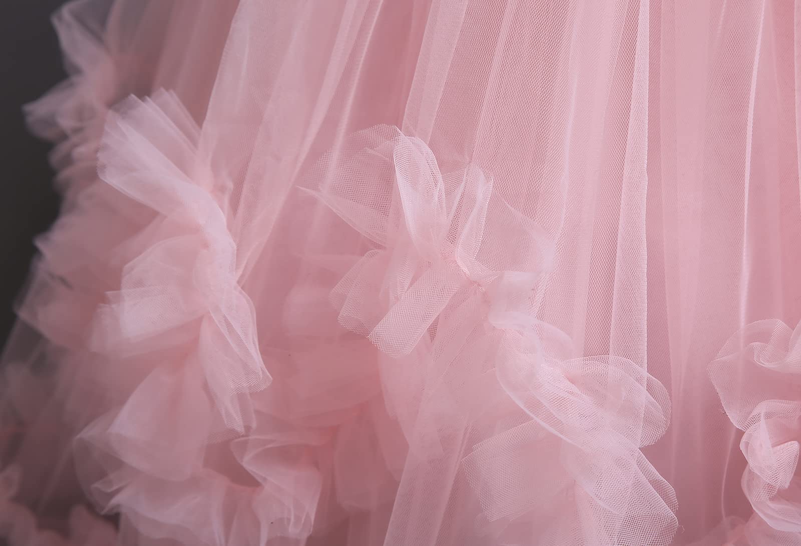 IMEKIS Abito da bambina con fiori, da principessa, in pizzo, in tulle, con paillette, con fiocco, per feste, matrimoni, compleanni, lunghi