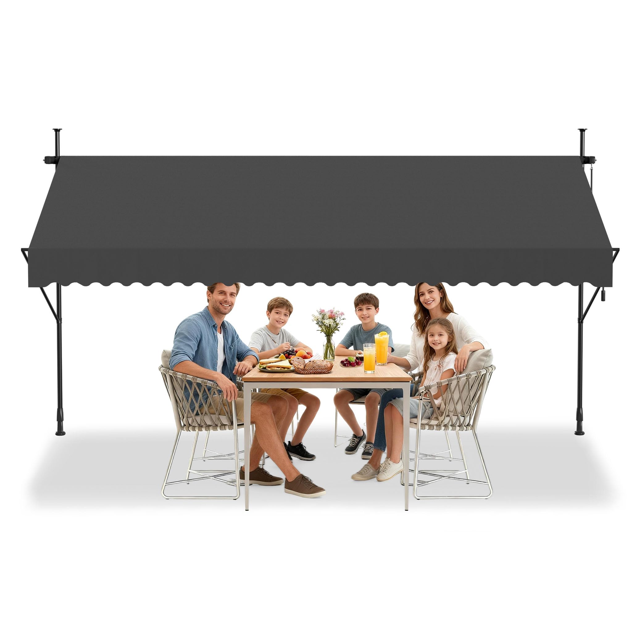 Aufun Klemmmarkise mit Handkurbel Balkon 200/250/300/350/400 cm | Balkonmarkise ohne Bohren Markise Sonnenschutz aus Polyester UV-Beständig und Höhenverstellbar, Terrassenüberdachung