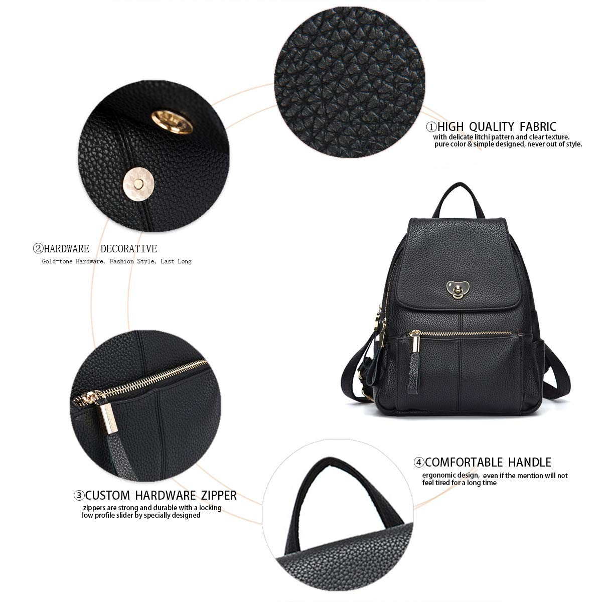 BUKESIYI Mujer Bolsos Mochila Niña Vestir Antirobo Pequeña Casual Bandolera Portatil PU Cuero Piel ES78300