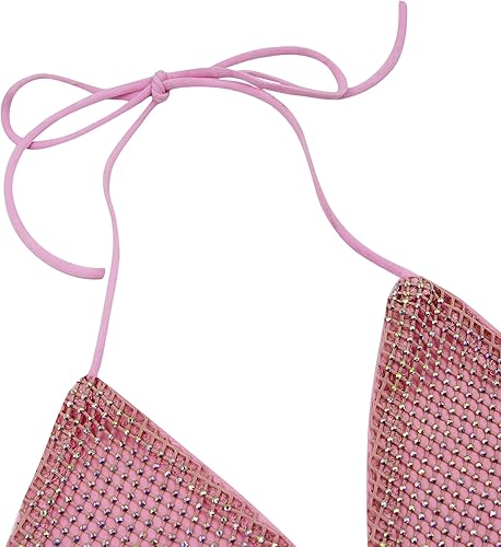 Miniatura 7 de Traje de baño de 2 piezas con diamantes brillantes para mujer, bikini sexy con realce para fiesta, rave, club