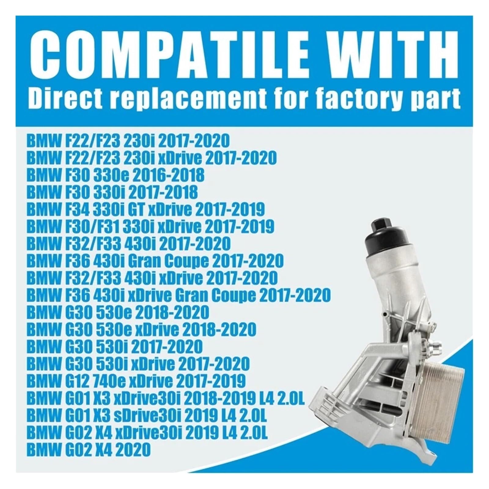 Chłodnica oleju samochodowego Pasuje do Bmw F30 230i 330e 330i GT 430i 530i 530e 740e xDrive X3 X4 B46 OE 11428596283 aluminiowa chłodnica oleju obudowa filtra Płyta chłodząca