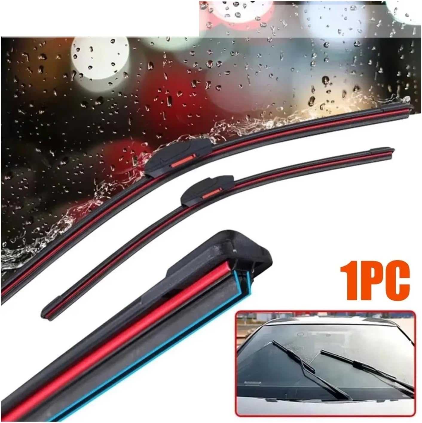 J/U hook Car Windshield Wiper blades Universal Soft Double layer Rubber Front Windscreen 14" 16" 18" 19" 20" 21" 22" 24" 26" 28"(24inch (600mm))