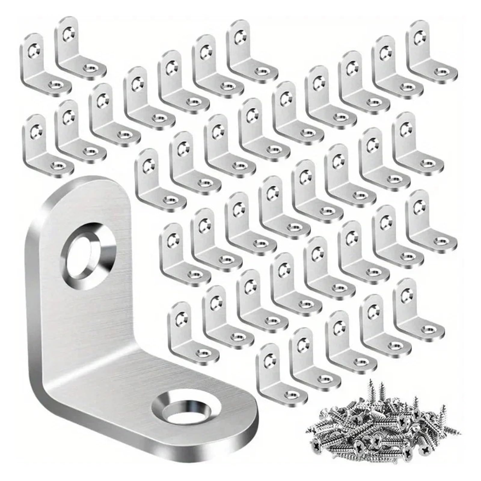 Staffe a L in acciaio inossidabile da 40 pezzi - Supporto angolare piccolo ad angolo retto for scaffali, mobili in legno, sedie, hardware for