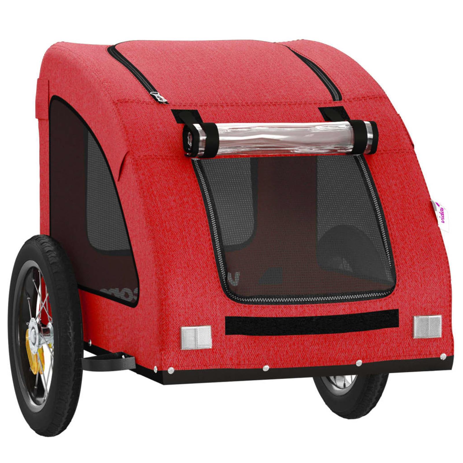 Homgoday Fahrradanhänger für Tiere Rot Oxford und Eisen Dekoration Hundewagen Fahrradwagen Hundewagen Hundetransportbox Hundetransportbox Fahrrad Modell 93950