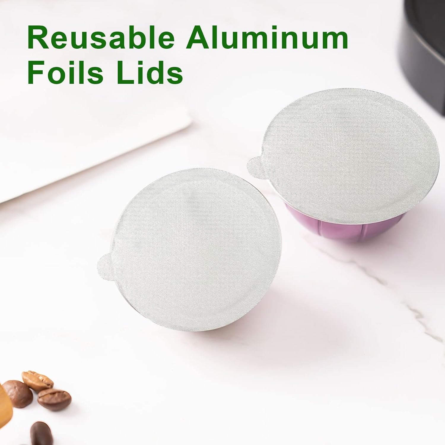 Clinuse Aluminum Foil Lids Seals for Nespresso Vertuo Pods, 100Pcs Reusable Nespresso Capsules Coffee Pods Cover Seals, Compatible with Nespresso Vertuoline Vertuo (61mm, White)
