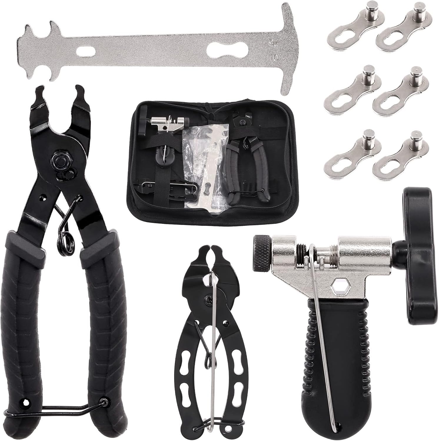 Tanstic 11Pcs Bike Chain Repair Tool Kit + 102Pcs 4th Hand Cable Puller and Bike Cable Housing Cutter Tool and Alloy Bike Brake Cable Cap End Tips Crimp : Sports & Outdoors