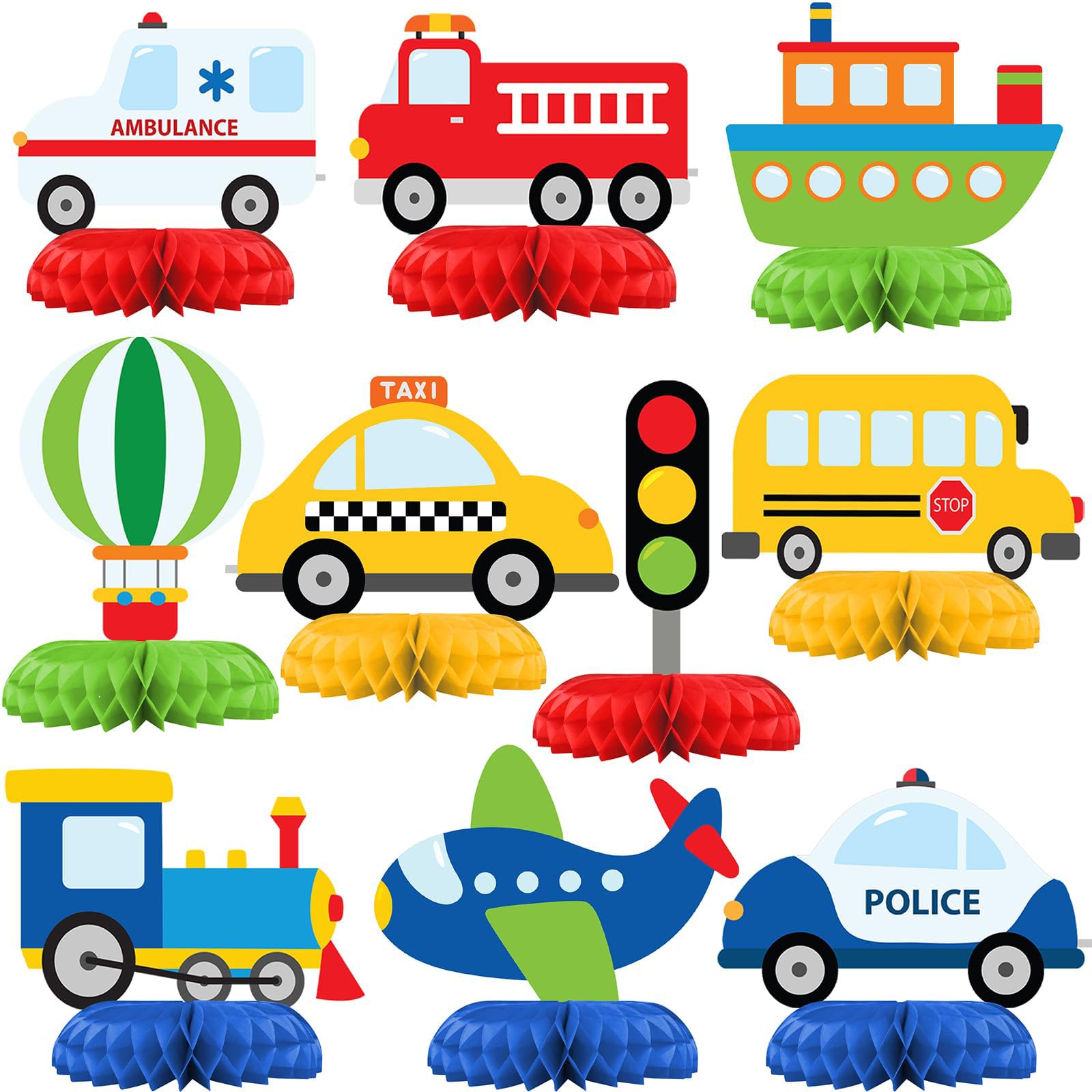 Dermalyx 10 Pieces Vehicle Table Decoration, Children's Birthday Table Decoration, Happy Birthday Kids Birthday Table Decoration, Party Table Toppers, Baby Shower Decorat