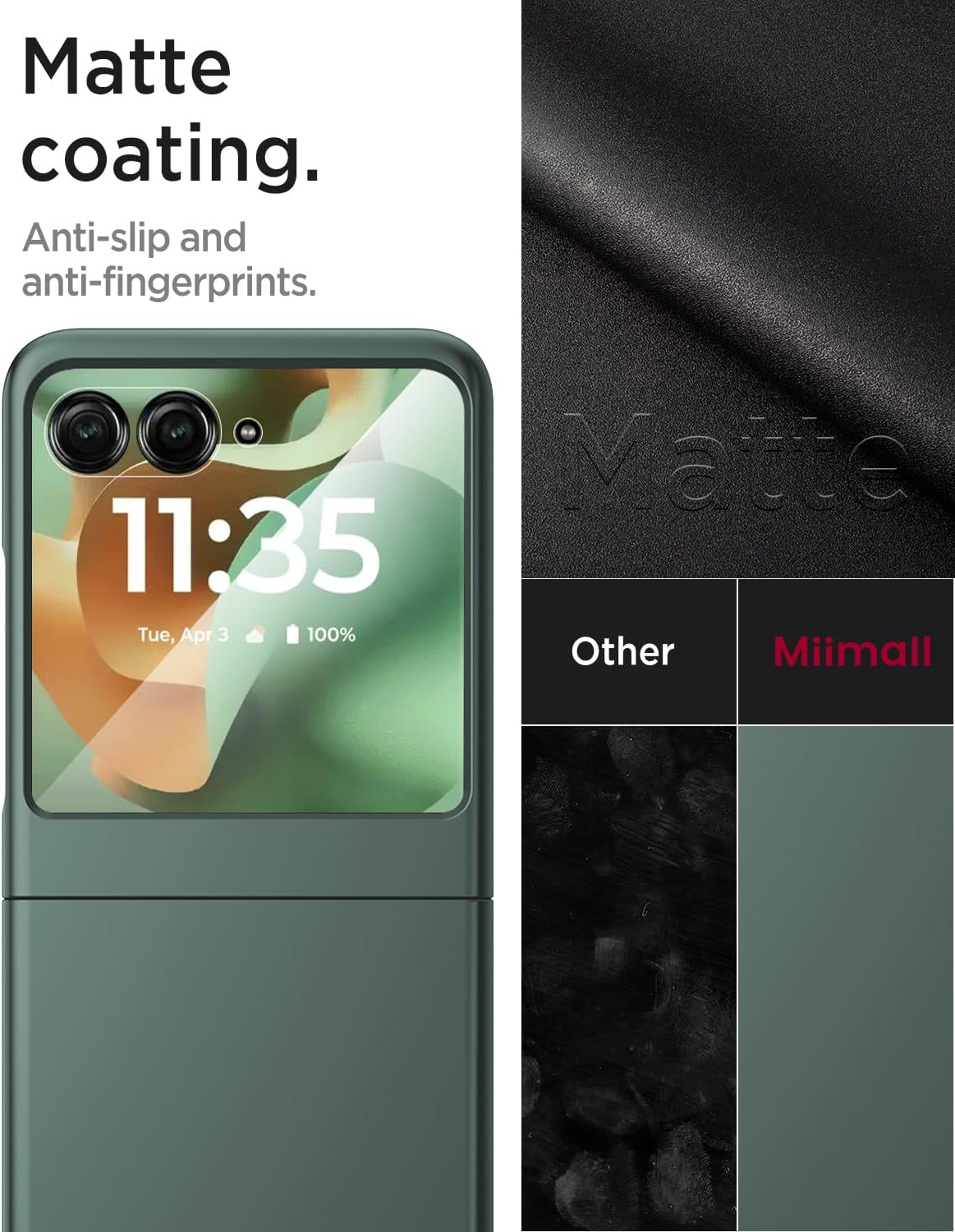 Miimall Slim Case for Motorola Razr 2025 with Screen Protector,Ultra-Thin [Military Grade Shockproof][Camera Protection] Drop-Proof Hard Nonslip Grip Cover,Full Body Rugged Moto Razr 2025 Case,Green