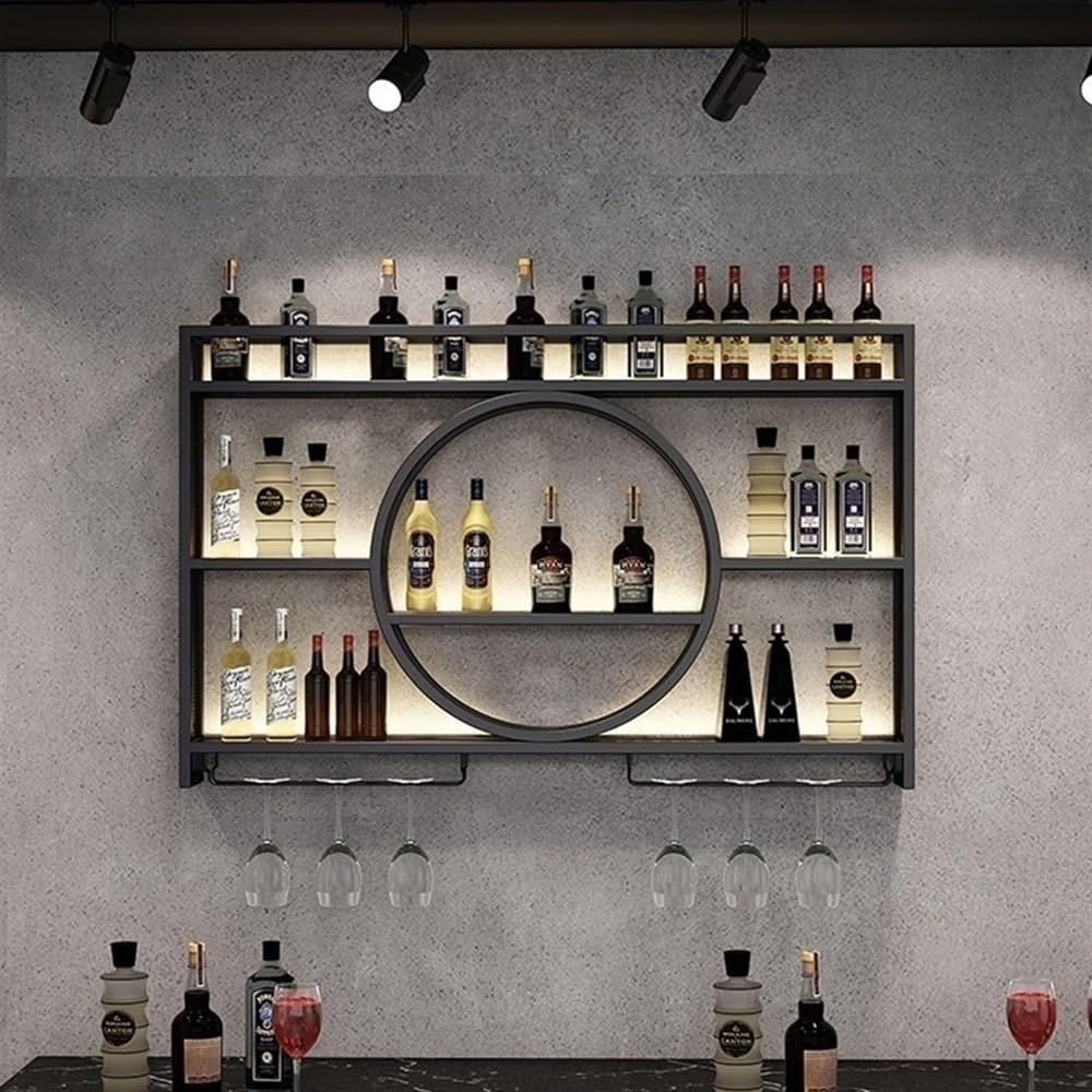 Casier à vin mural design vintage étagère rangement métal noir