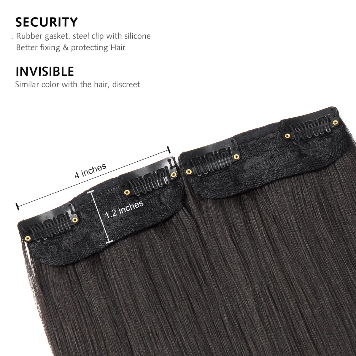 Yamel Clip in Hair Extensions 2 piece Set including 4 clips Short 8 inch Straight Synthetic Hairpieces for Women Hair Volumizing Darkest Brown - Image 3