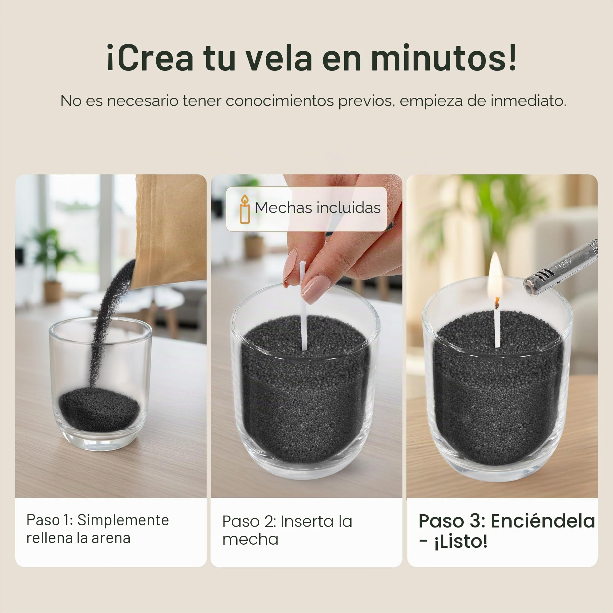 comforder Juego de velas con aroma y mecha, granulado de cera aromática, 400 g, granulado de cera + 4 mechas (negro, almizcle)