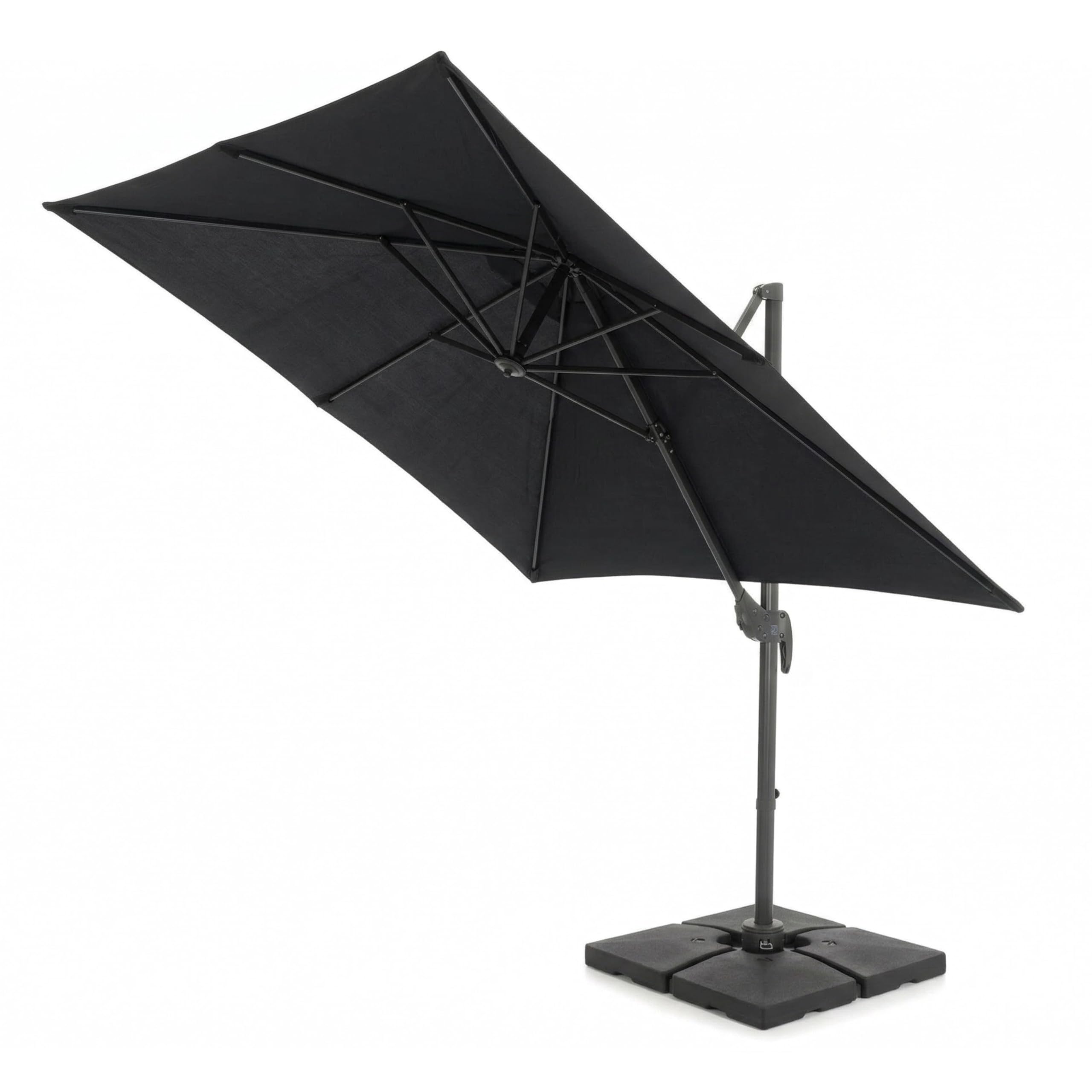 ACAZA Set de 4 Dalles Parasol, lestage à Remplir avec de l'Eau, jusqu'à 118kg, Noires en Plastique, Base pour pied de Parasol, à Pied en Croix