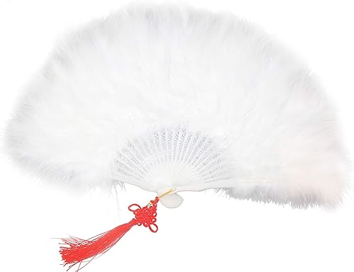 Miniatura 22 de Abanico de plumas grande Marabou de 9 colores de 23 x 12 pulgadas para baile, fiesta, boda, ramo de novia Deco (negro con varillas negras)