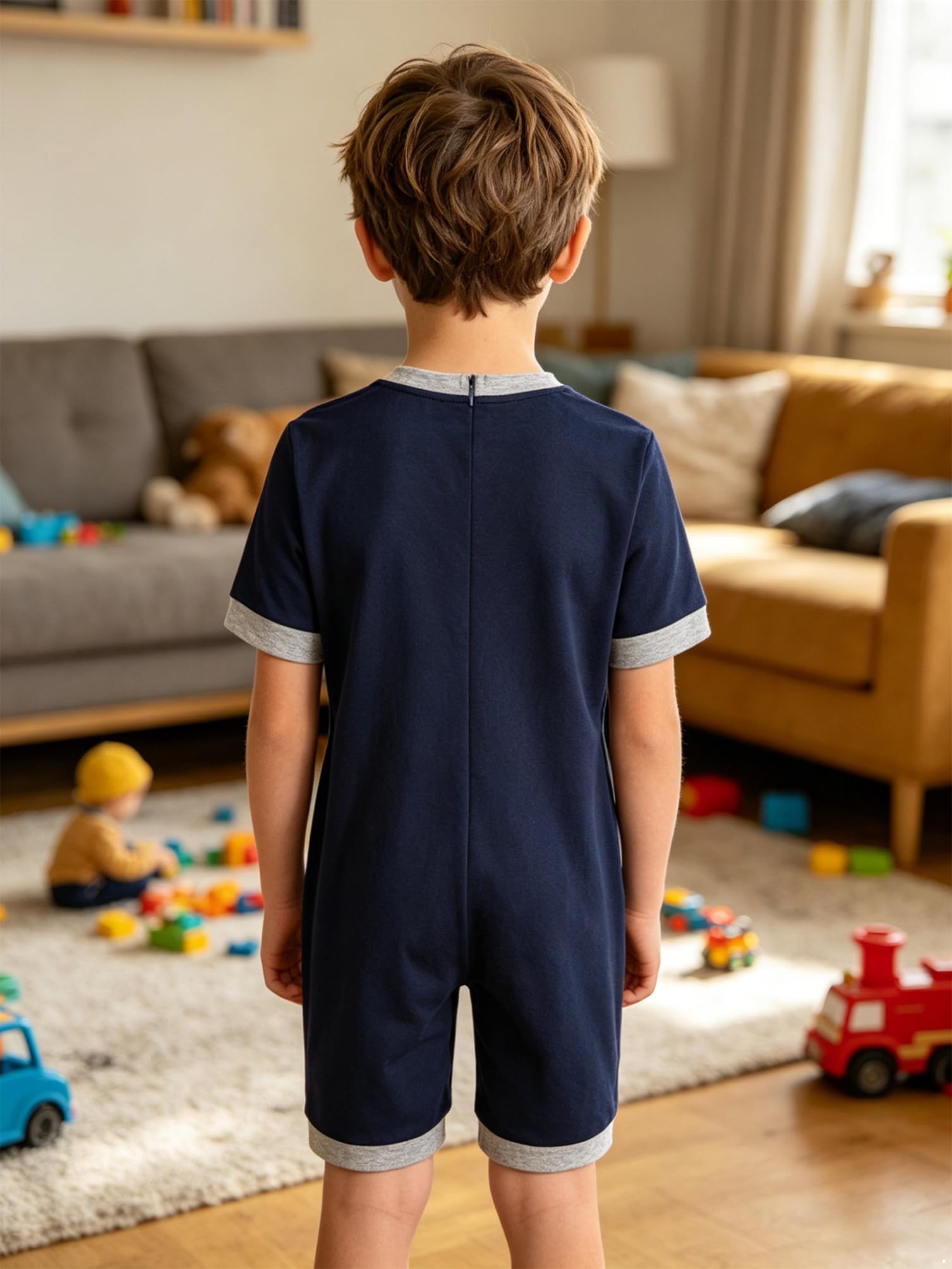 inhzoy 3 Pezzi Tutine Pagliaccetto Bambini Ragazzi Abbigliamento Adattivo per Esigenze Speciali Romper Pigiama Manica Corta Jumpsuit Bodysuit Romper Sportswear
