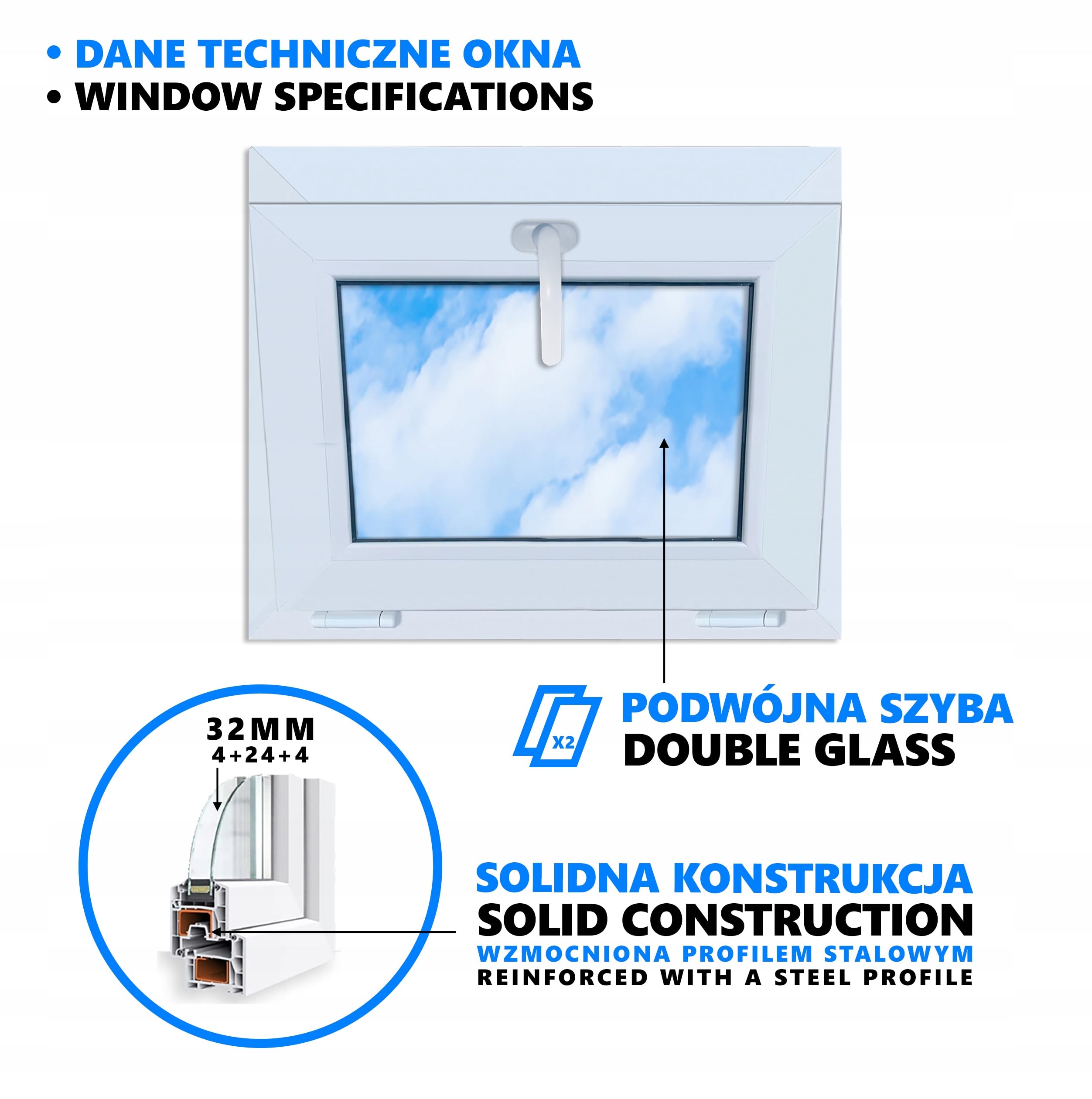 LORAC Ventana de plástico blanca 600 x 500 mm, 60 x 50 cm, inclinable, ventana estándar con doble acristalamiento, ahorro de energía, ventana de sótano con certificado CE, ideal para salas de estar y