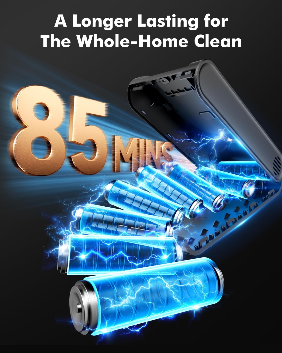 Cordless Vacuum Cleaner, Stick Vacuum Cleaner 680W 58KPa Vacuum Cleaners for Home, with 3 Adjustable Modes, Max 85 Mins, Lightweight Vacuum for Home Floor Carpet Cleaning thumbnail