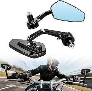 Meraviglie Stella Universal Motorcycle Bar End Mirrors, CNC Aluminum & Anti-Glare Glass Motorbike Mirrors for Cruiser, Sco...