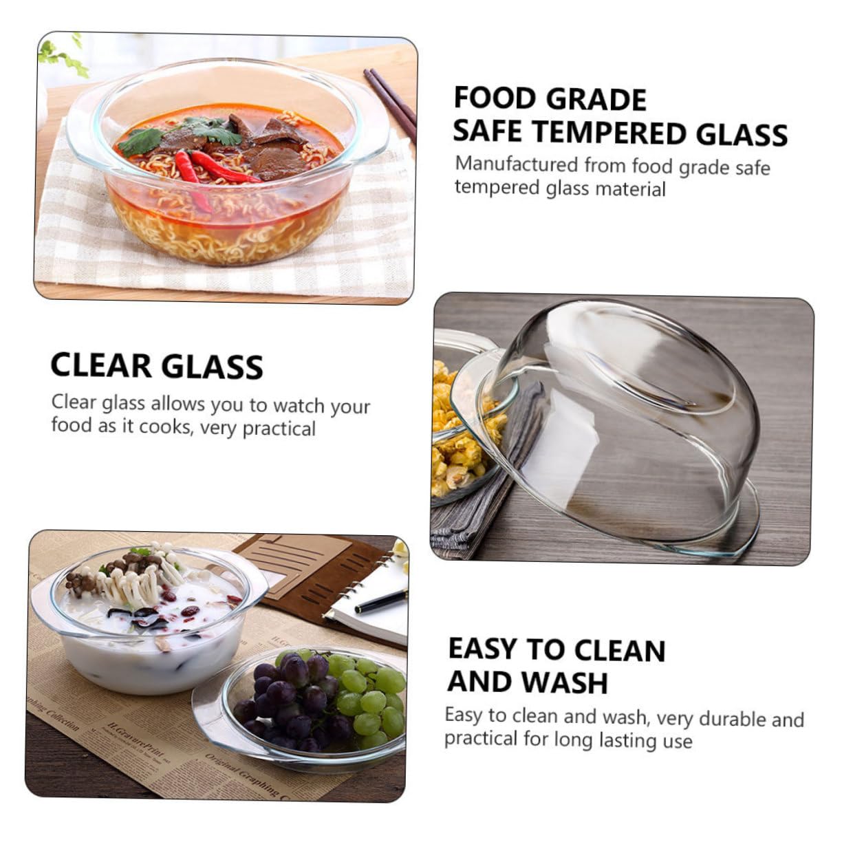 SHOWERORO Glasschüssel Mit Deckel Hitzebeständige Ofenglas-schüssel Mikrowellen-glasbehälter Klar Und Für Kochen Und Erwärmen