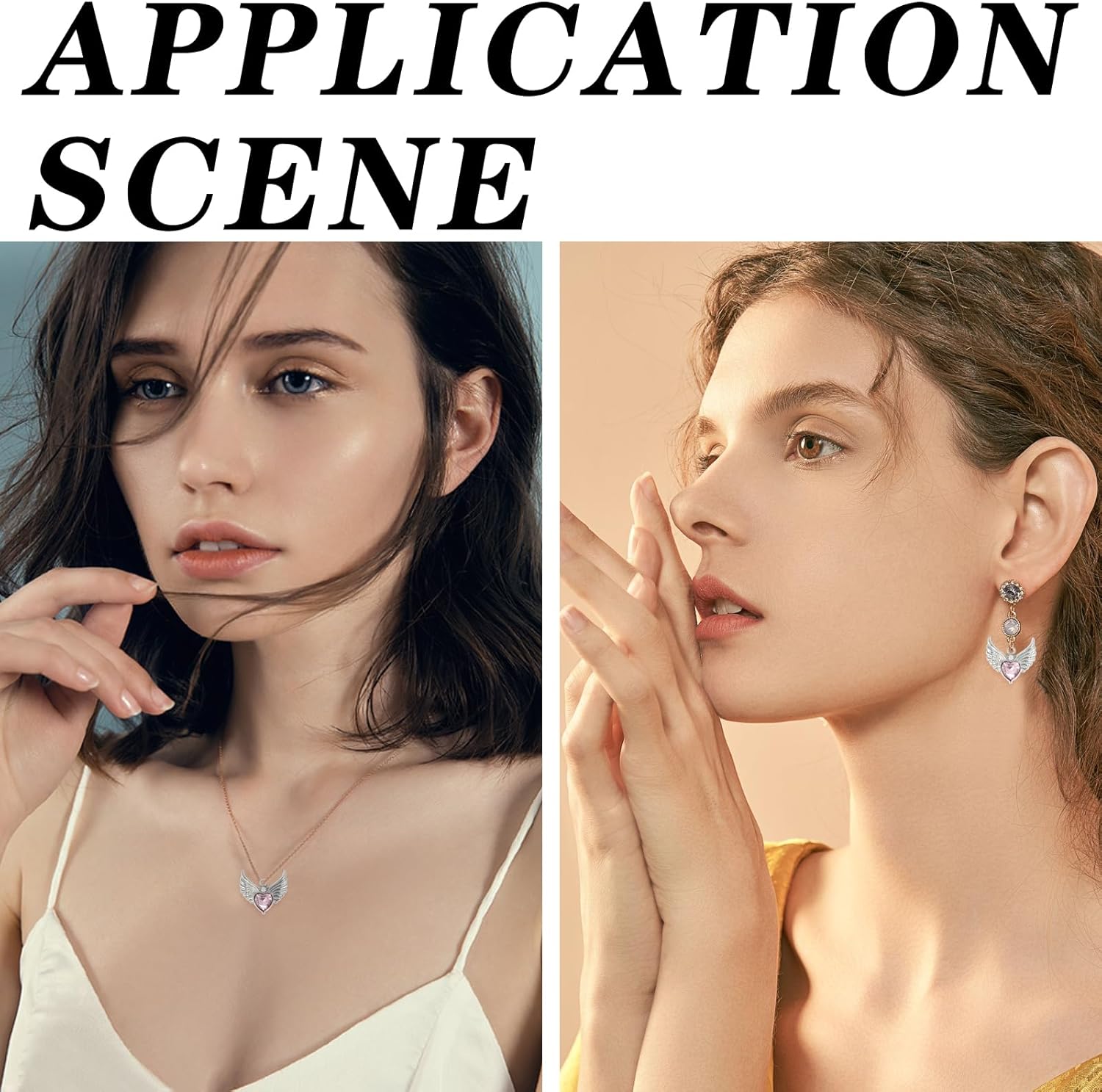 yueton 10PCS Angel Wing Heart Imitation Crystal Charms Cute Pink Heart Pendant Adorable Heart Charms for DIY Craft Necklace Earrings Jewelry Making Supplies - Image 4