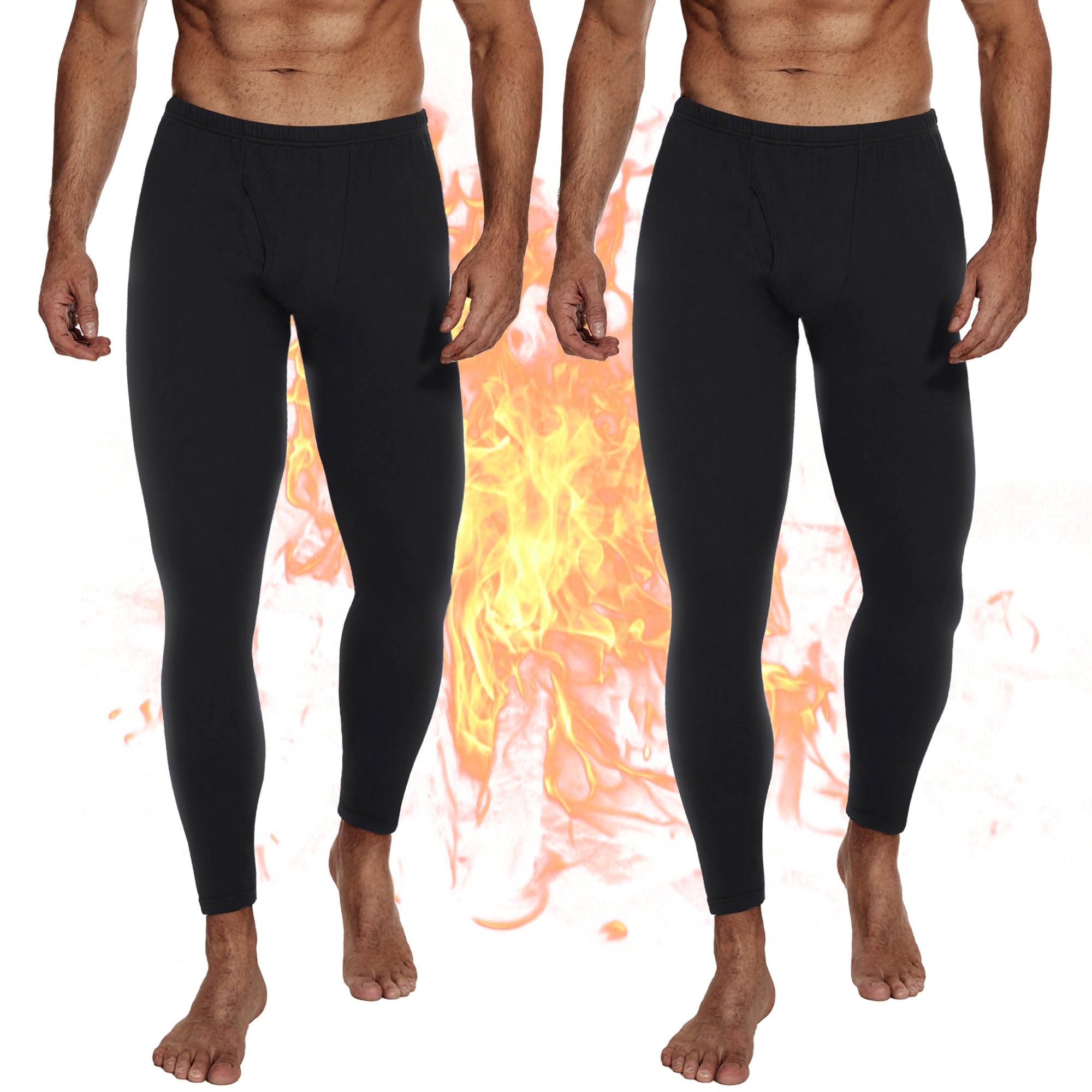 DDOBB Thermo Lang Unterhosen Herren 2er Pack Thermohose Männer Sportkleidung Skiunterwäsche Winter Funktionsunterwäsche Unterwäsche Hose | Sportkleidung Skiunterwäsche Winter Funktionsunterwäsche Unterwäsche Hose