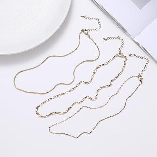 Miniatura 4 de wgoud Gold Necklace for Women Waterproof,14K Real Gold Plated Herringbone Choker Necklace for Women Trendy, Dainty Gold Chain Necklaces Stack,Simple