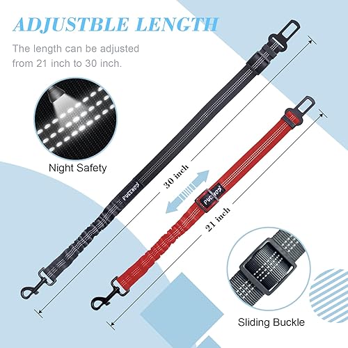 Miniatura 3 de Paquete de 2 cinturones de seguridad ajustables para perros, cinturones de seguridad de nailon para mascotas, con amortiguador elástico elástico,