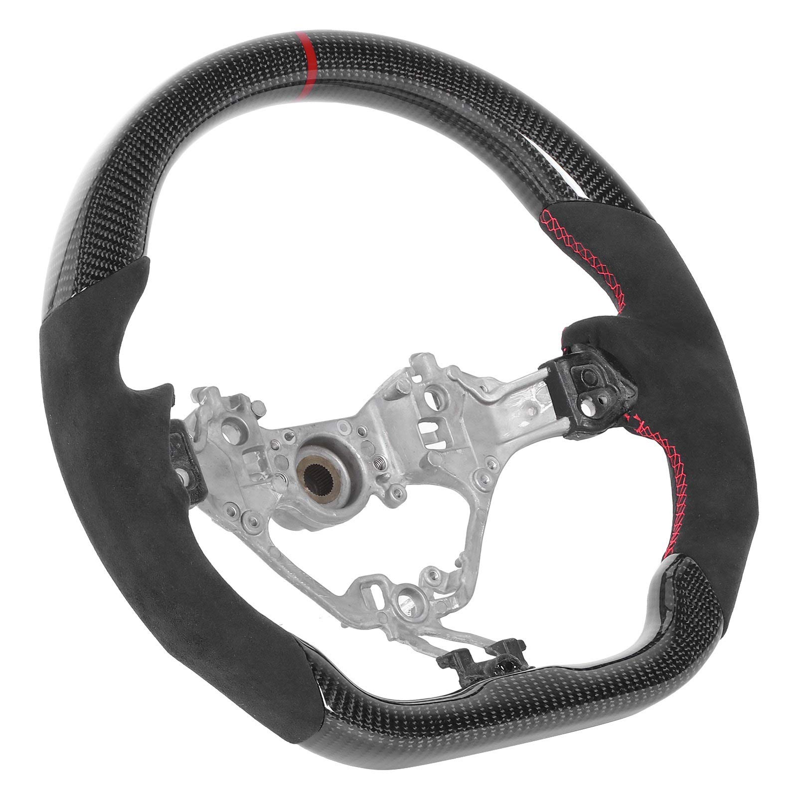 Ausla Zamszowe Uchwyty na kierownicę z Włókna Węglowego Płaska Dolna część Kierownicy Czerwone Szwy 12 O Pierścień Zegarowy dla 2017 2020 Racing Interior Upgrade