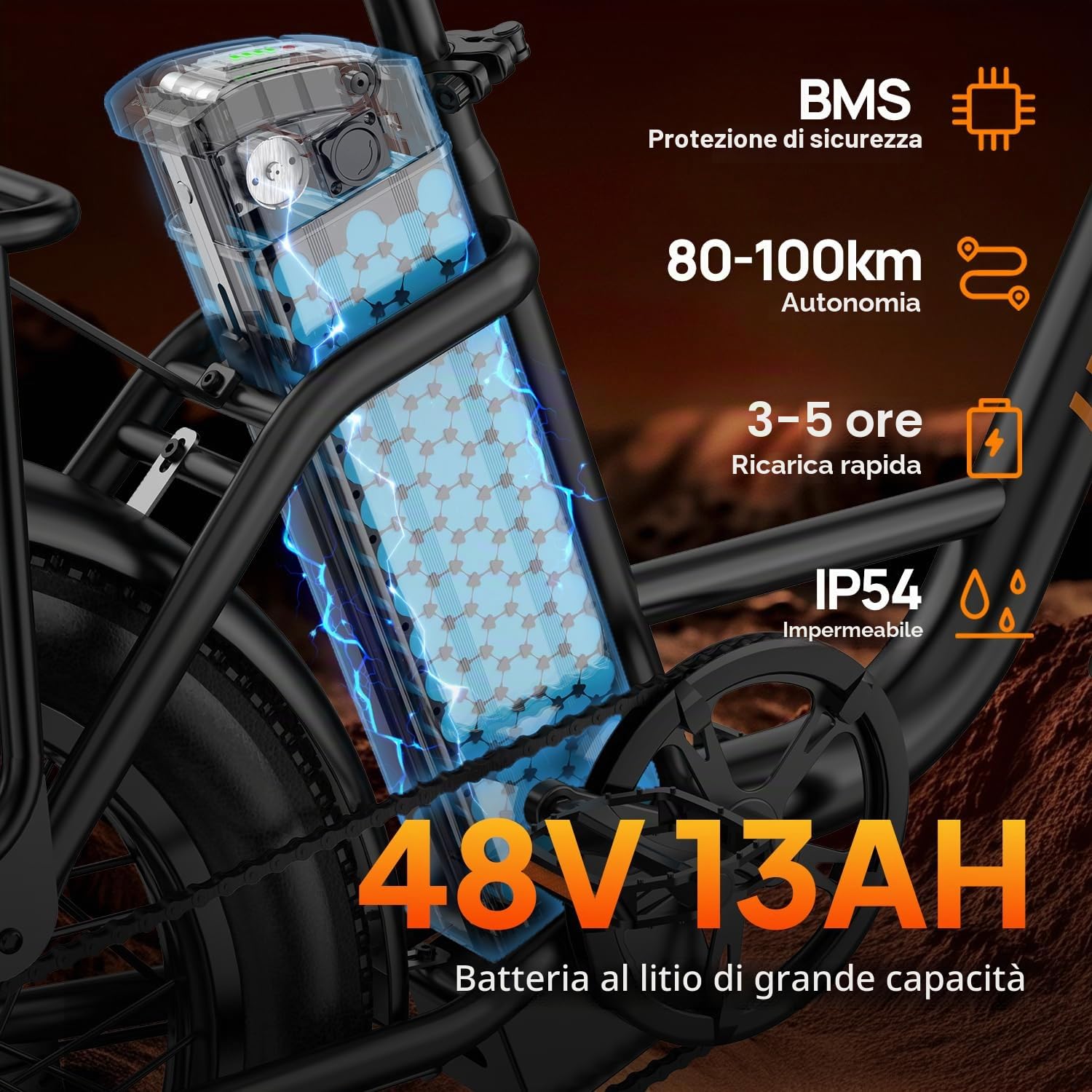URLIFE Bicicletta elettrica per adulti, 20 x 3,0" fat tire ebike per pendolari urbani, batteria sostituibile da 48 V, 13 Ah, fino a 100 km, motore da 250 W, bicicletta elettrica per uomo e donna