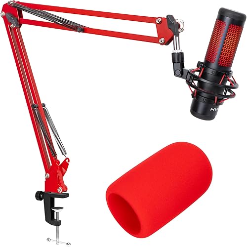 Miniatura 1 de SUNMON HyperX QuadCast - Brazo de brazo rojo para Hyper x QuadCast con filtro rojo QuadCast Pop, aislamiento acústico y reducción de ruido, brazo de