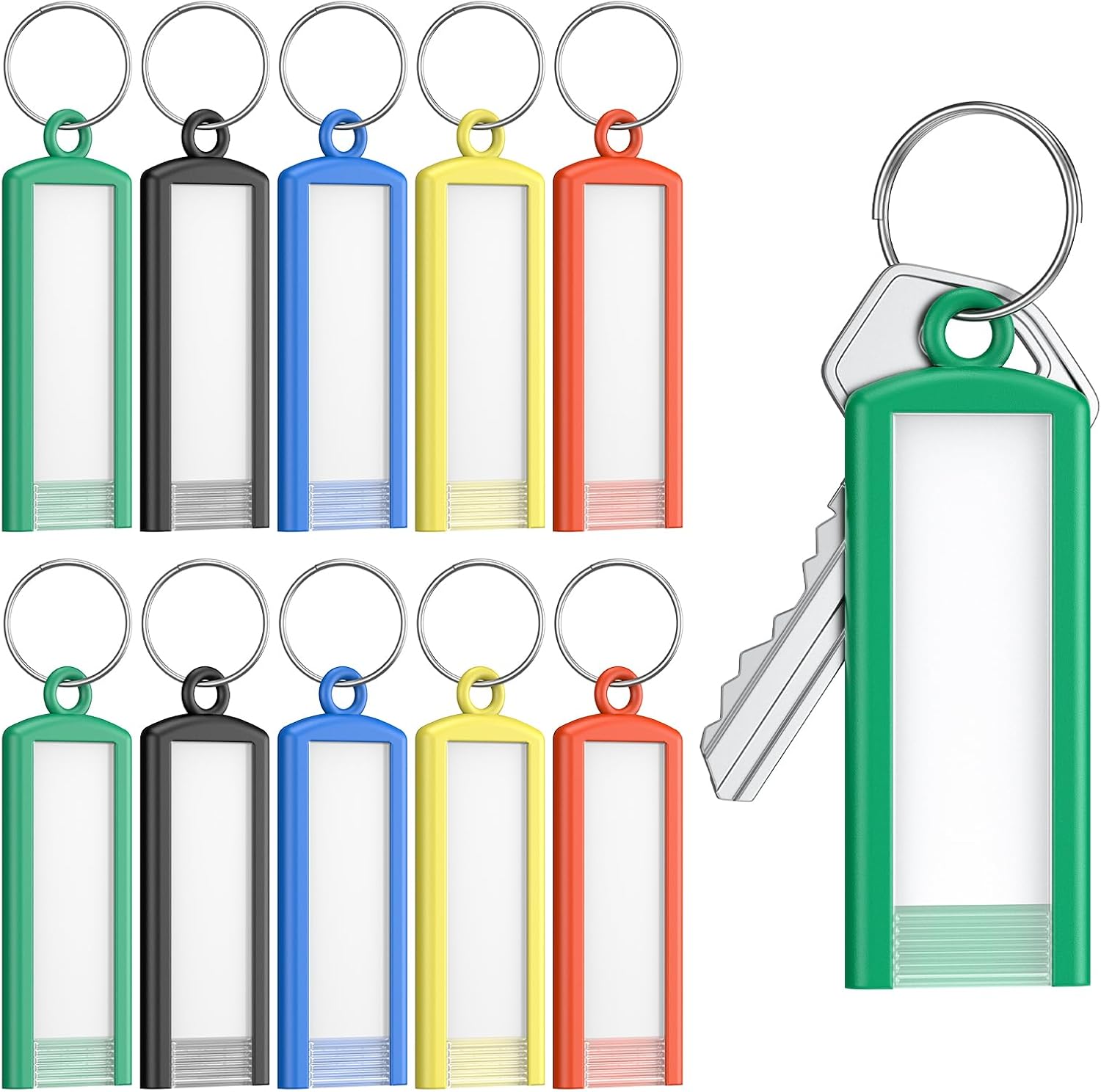 Uniclife 10 Pcs Key Labels, 5 Color Key Tags with Labels and Rings