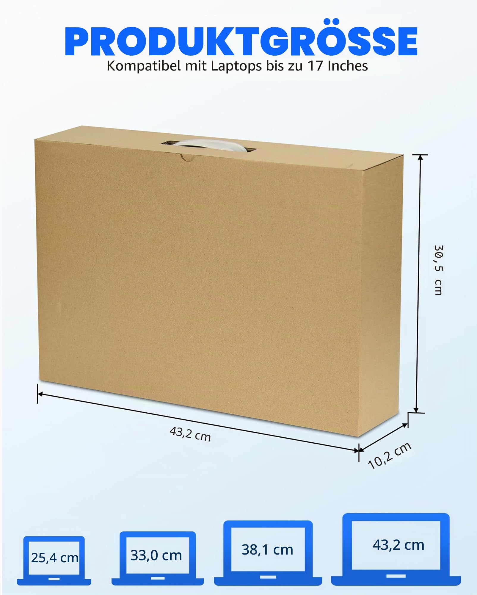 Laptopbox mit Schutzschaum für bis zu 17 Zoll Notebook, Karton Laptop Versandkarton zum Versand, sichere Versandkartons