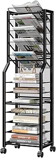 Simple Trending 12 Tier Rolling File Cart,Desk File Organizer with Sliding Trays and Wetal Mesh Paper Letter Storage Multi...