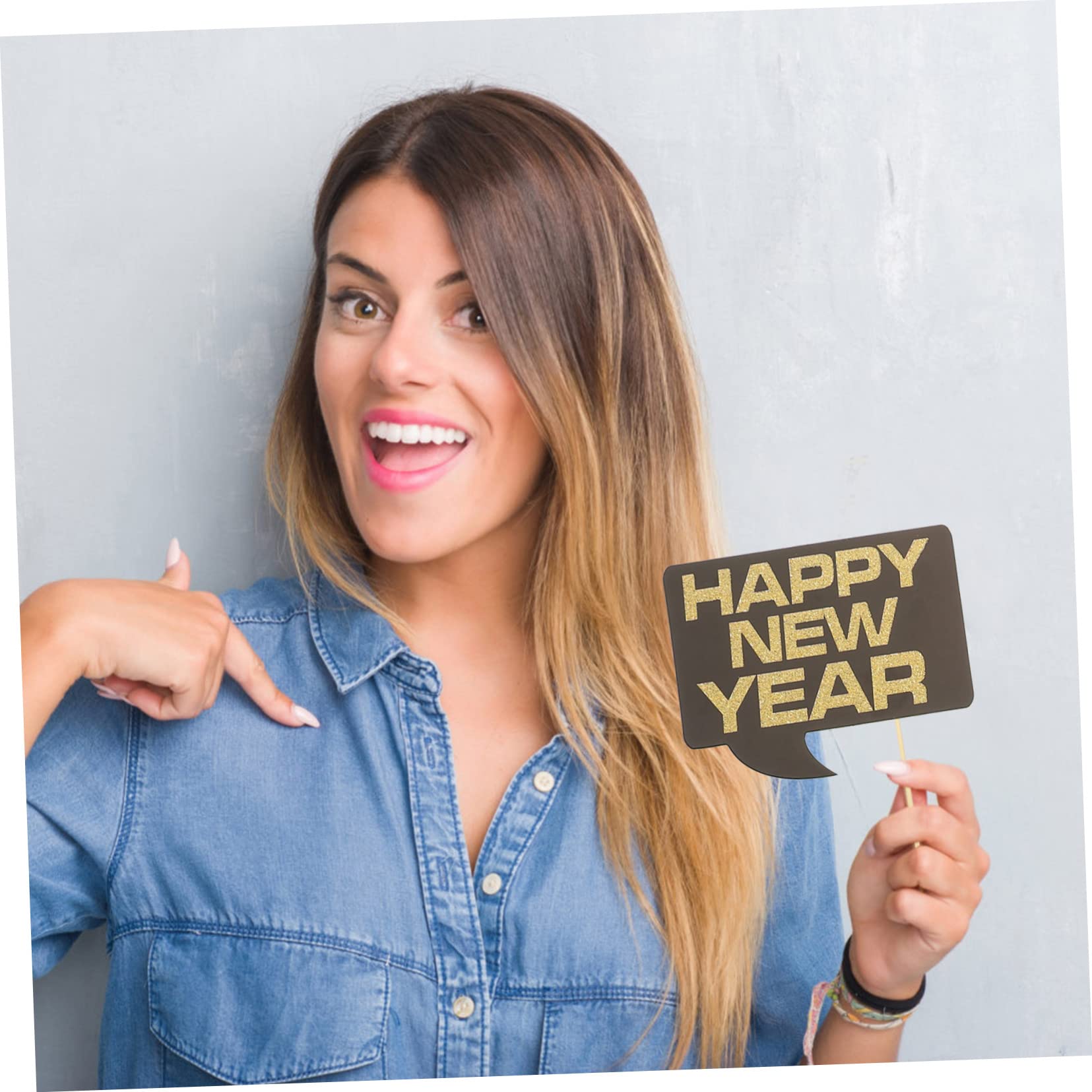 TOPBATHY 4 Sätze -Requisiten für das Neue Jahr Requisiten für die Silvesterparty Silvester Requisiten Fotografie zubehör Photography Accessories weihnachtsdeko Papier