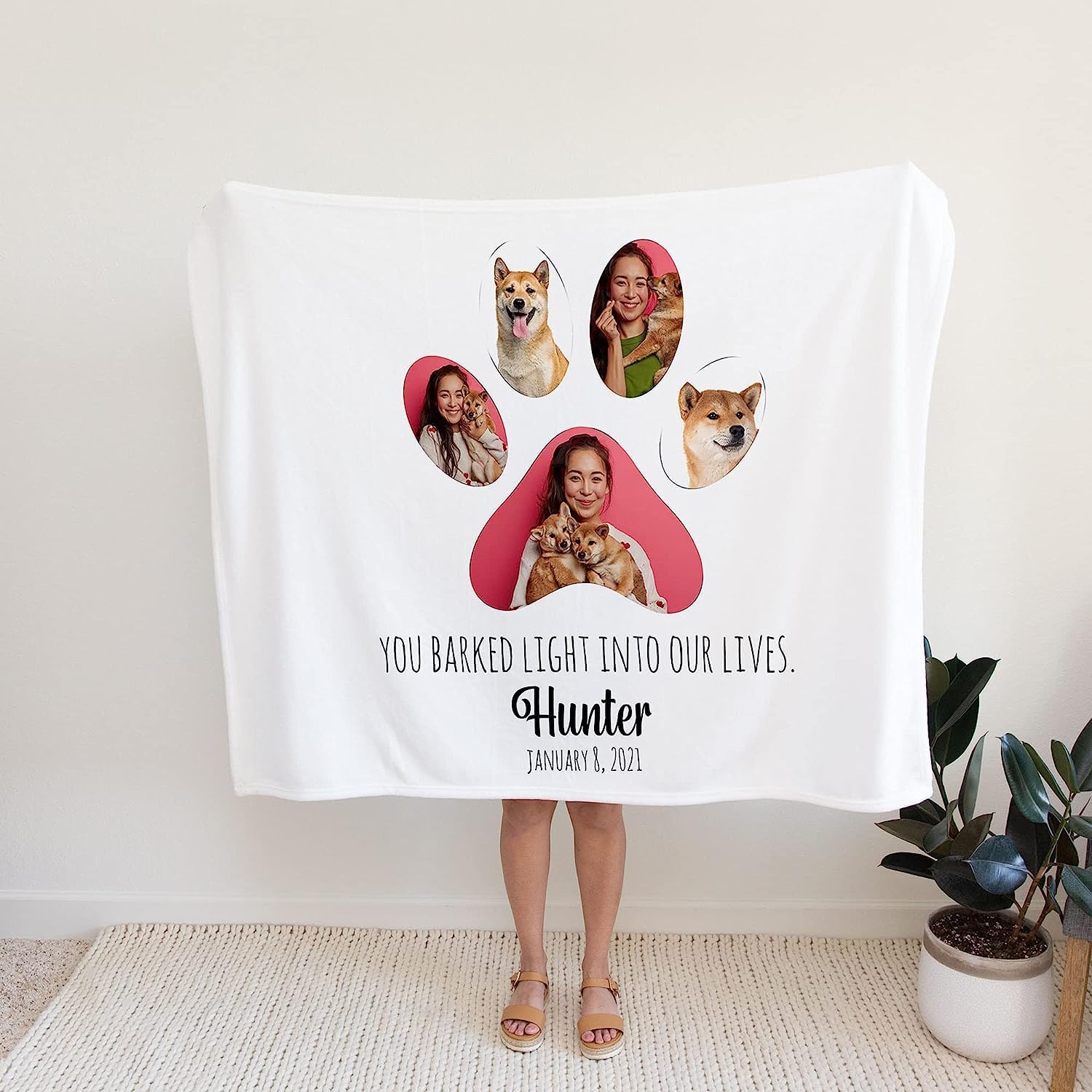 Couverture commémorative personnalisée pour chien avec nom – Couverture en polaire personnalisée avec photo pour chat – Couverture personnalisée avec photos pour amoureux des chiens (couverture
