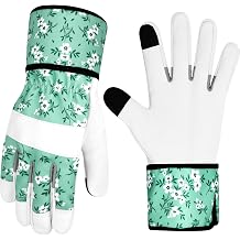 Leather Gardening Gloves for Women Garden Gloves Thorn Proof Touch Screen Design Heavy Duty Working Yard Gloves