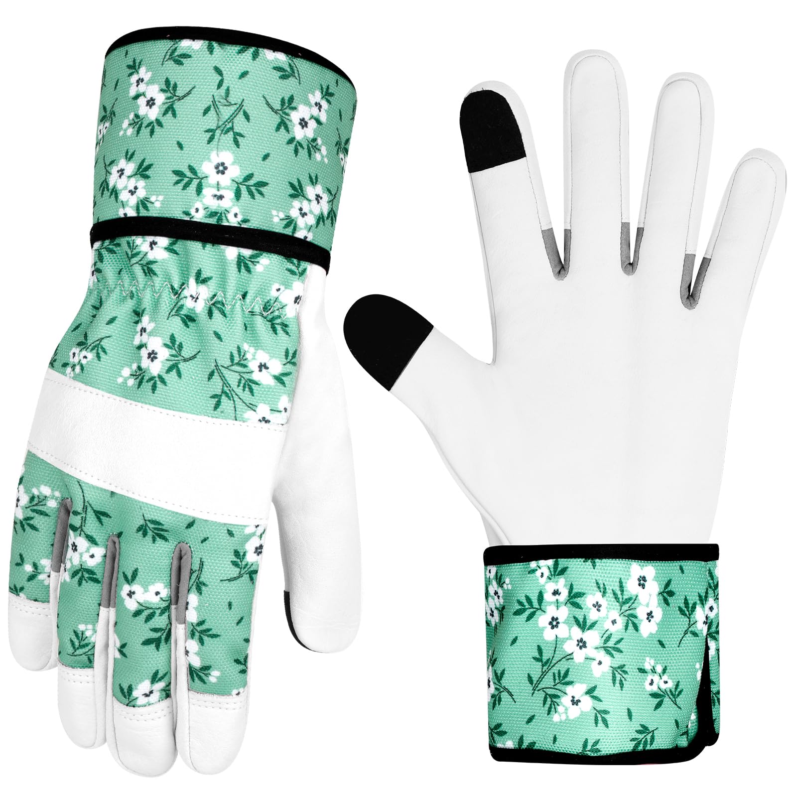 Gartenhandschuhe aus Leder für Damen, Dornenfeste Gartenhandschuhe, Touchscreen-Design, Arbeitshandschuhe zum Pflanzen, Graben, Beschneiden, Farbe E
