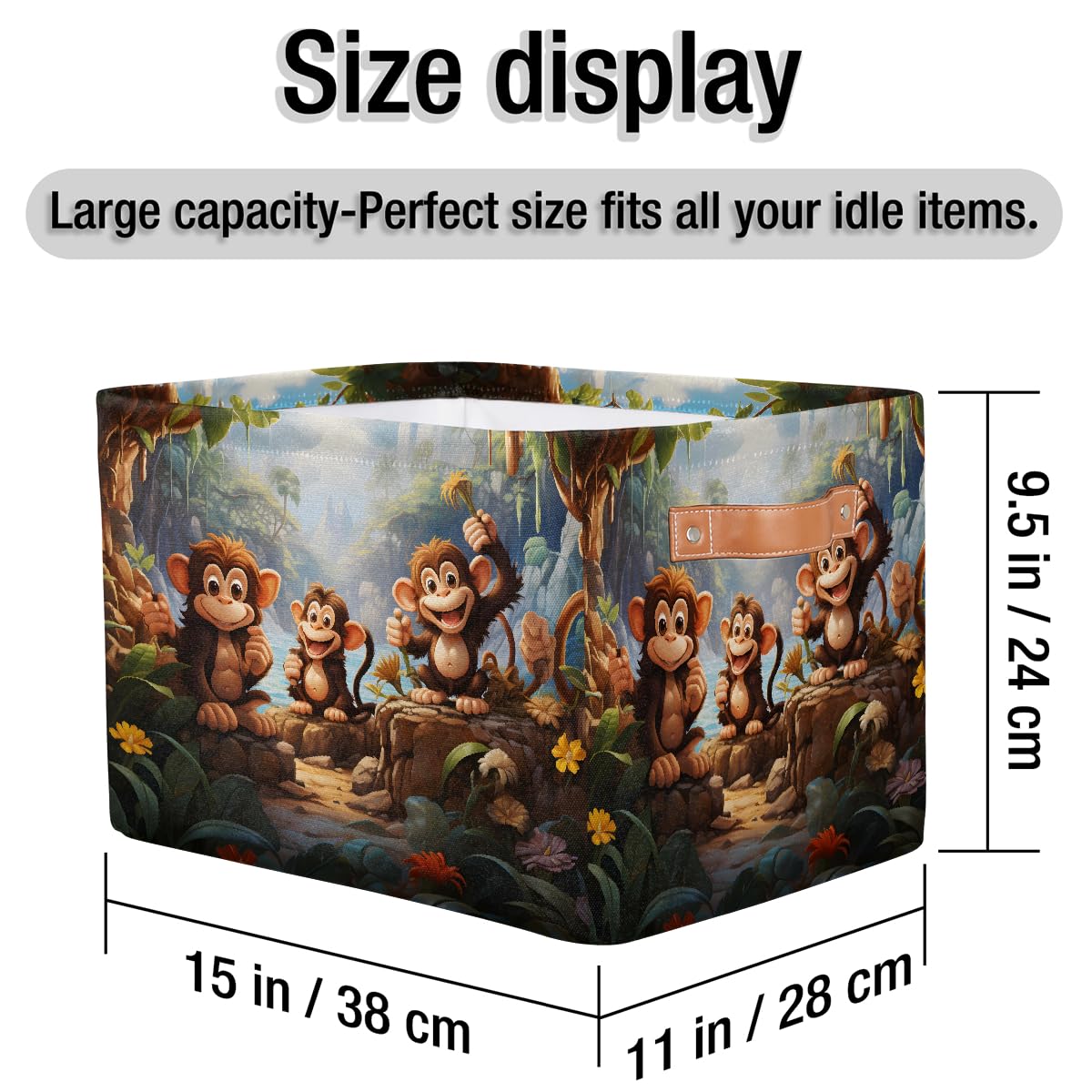 Mexpekil Cesta de almacenamiento de animales del bosque, caja de almacenamiento de juguetes para niños, plegable, organizador de tela para estantes, cesta de regalo grande con asas, 2 piezas