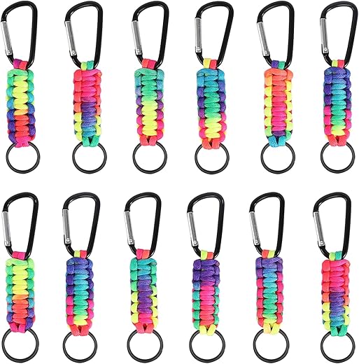 Schlüsselband Karabiner, 12 Stück Schlüsselanhänger Ring Geflochtenes Lanyard Geflochtene Lanyard Ring-Haken-Clip Schlüsselband...