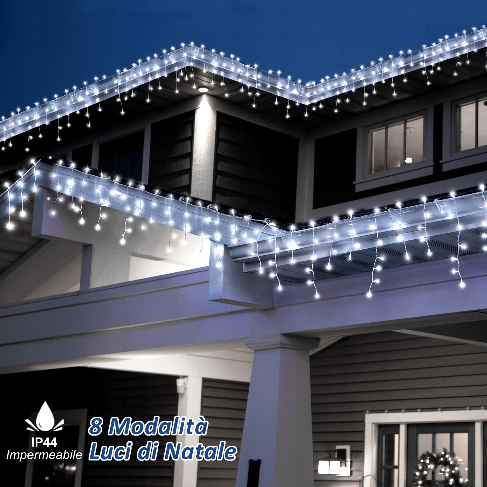 Zorela Luci Natale Esterno Cascata 10M 400 LED Tenda Luminosa Esterno Natale Prolungabile Luci di Natale Cascata di Stalattiti con 8 Modalità Impermeabile per Balcone, Tetto, Giardino