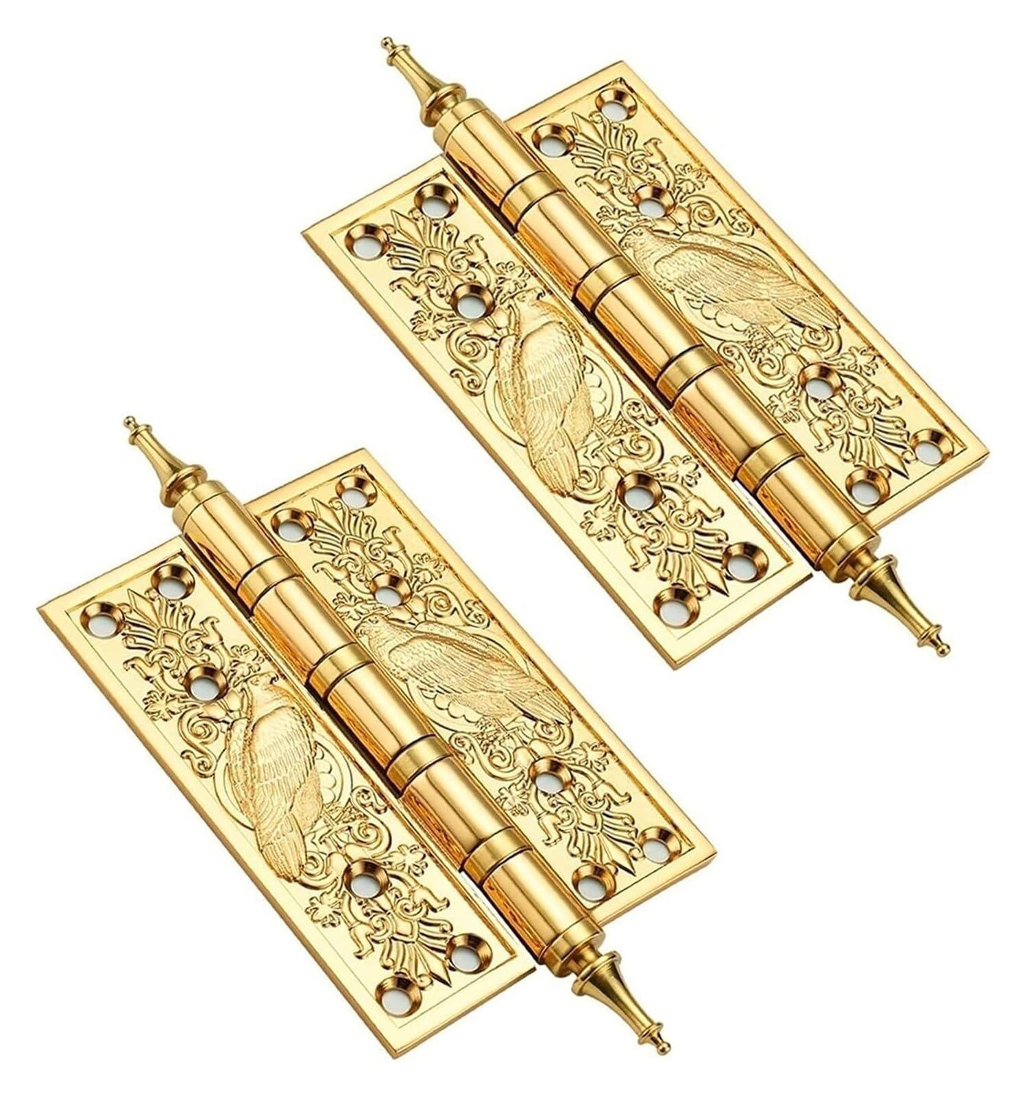 Pzoferlin Gold Door Hinge Brass European-Style Carved Flat Hinges, Silent, 2 Pcs, Multicolor For Bedroom Office(Gold)