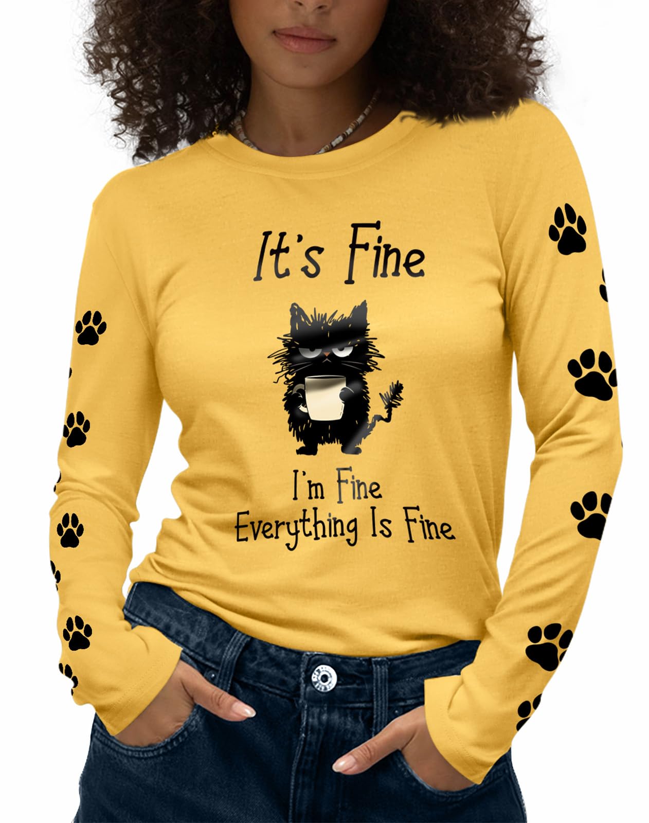 Flafens Long Sleeve Shirt for Women - Soft Crewneck Casual Graphic Fashion Clothes Tshirts Cute Outfits Vacation Tops