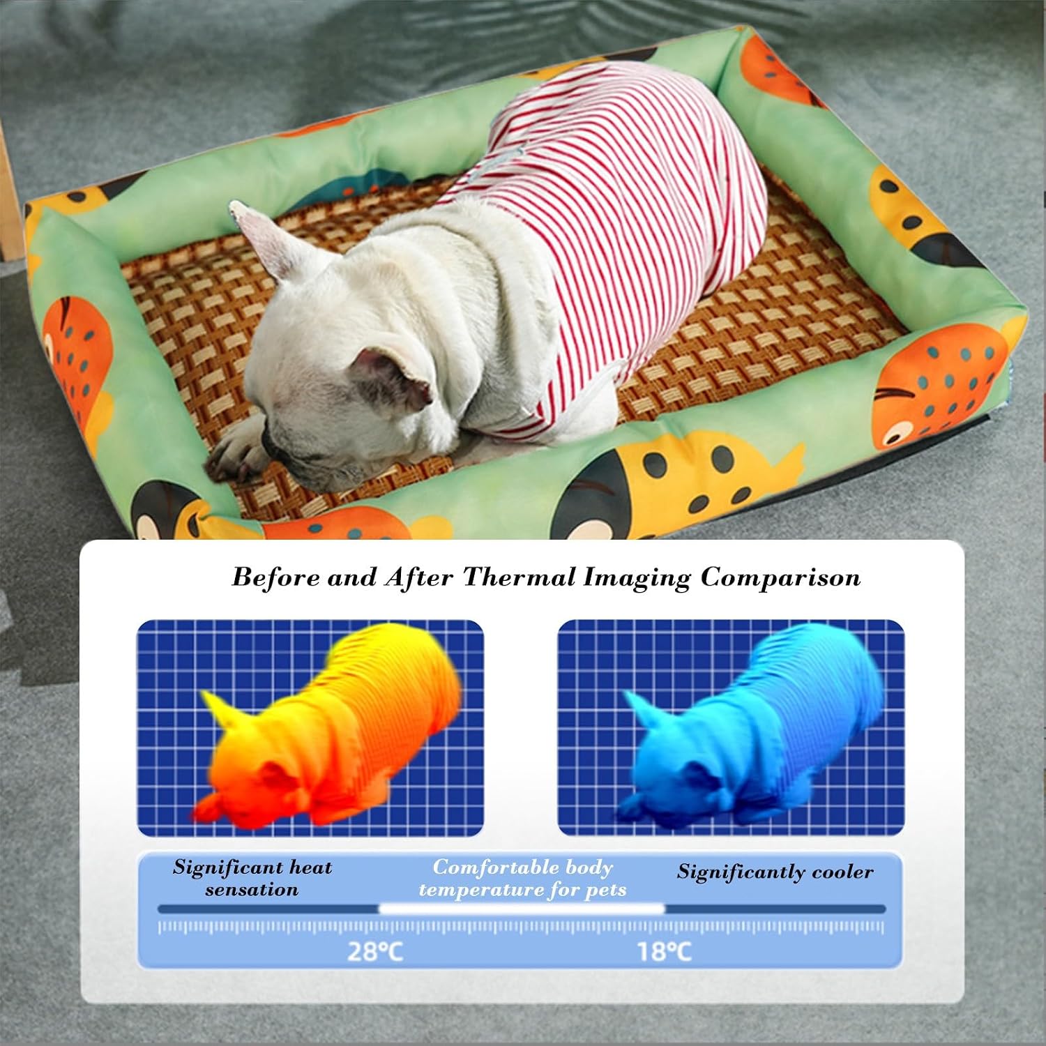 review Dog Cooling Mat, Rattan Cat Cooling Pad, Summer Cooling Bed for Dogs Cats, Washable Scratch Proof Cushion Bed for Small Medium Pets, Housewarming Gift for Pet Families (Animal)