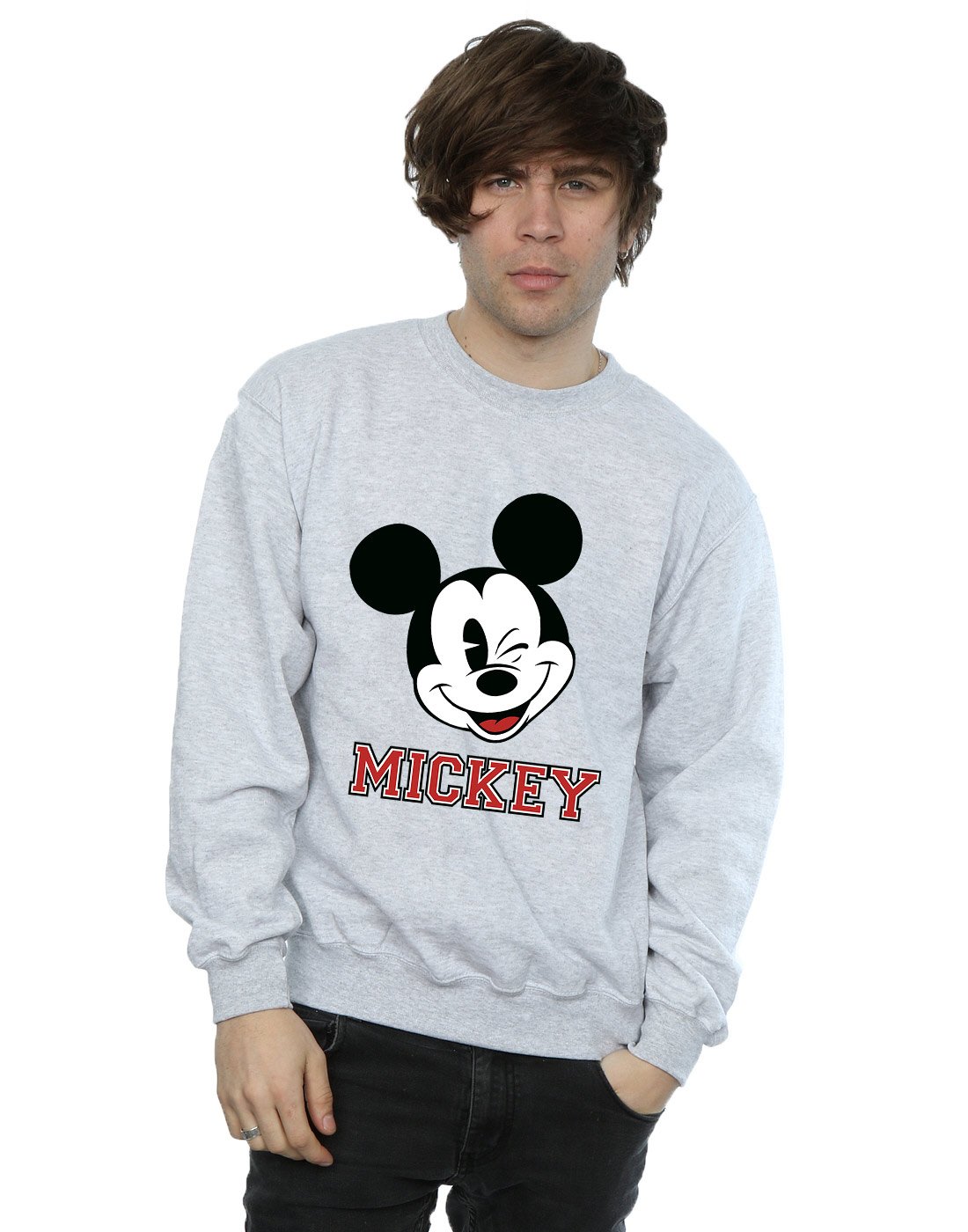 Disney Men's Mickey Mouse Face Sweatshirt XX-Large Sport Grey