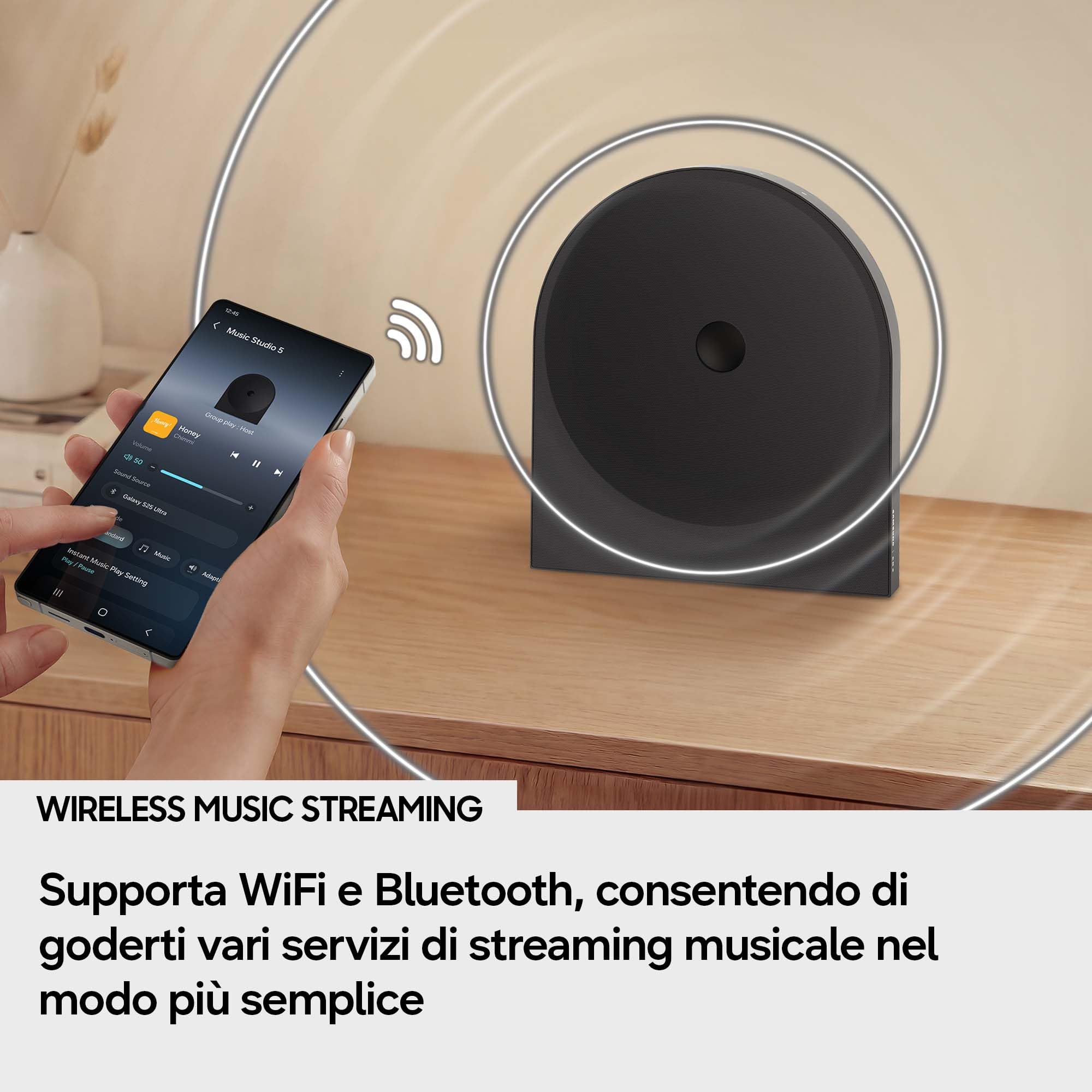 Samsung HW-LS50H/XC Speaker Music Studio 5, WiFi-Bluetooth Smart Wireless Speaker, Con Dolby Atmos, Wireless Music Streaming, Powerful Sound, Bouroullec Dot Design, Built-in Voice Assistant, 2026