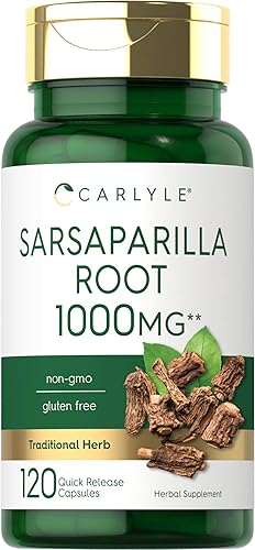 Carlyle Cápsulas de raíz de zarzaparrilla de 1000 mg | 120 unidades | Suplemento sin OMG, sin gluten