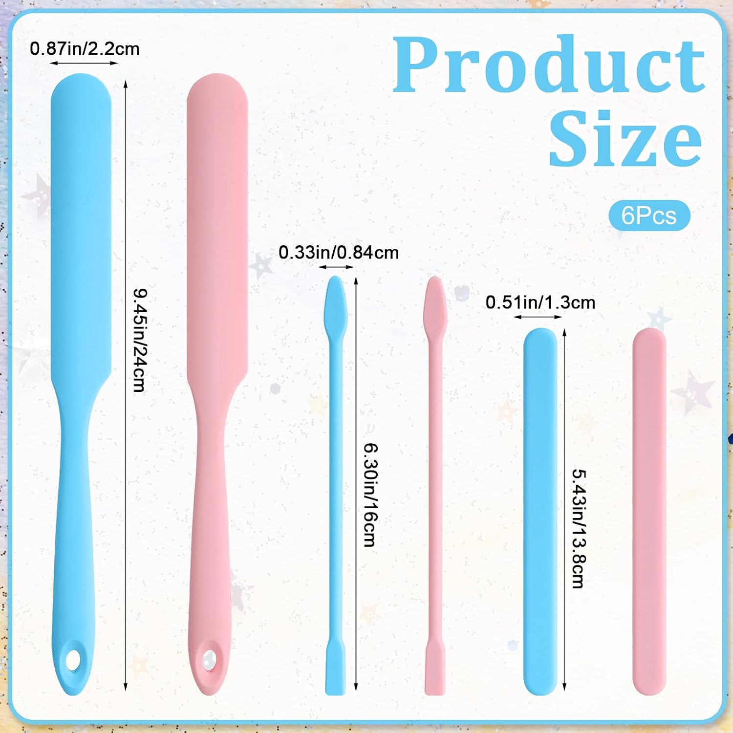 6Pcs Silicone Wax Spatulas Non-stick Waxing Applicator Hair Removal Sticks Applicator Spatula Reusable Hard Wax Scraper for Home Salon Body Use