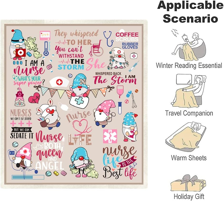 Nurse Appreciation Soft Fluffy Sherpa Warm Throw Blanket for Women, Nursing Students - Week Gift (H11, 50"x 60") - Image 7
