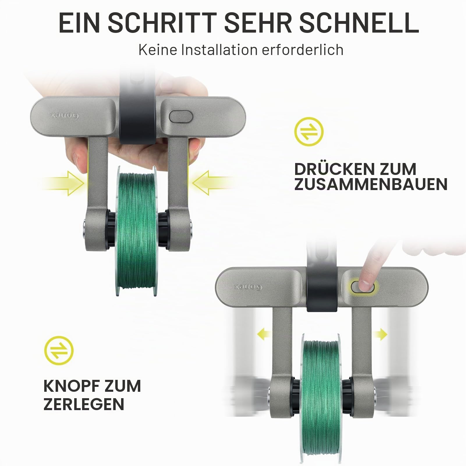 Gonex Angelschnur Aufspulgerät Tragbar Schnurspulgerät mit Patentierter No-Twist Technologie Verstellbarer Schnurwickler aus Aluminium für Spinning Baitcasting Fliegenrollen Rostfrei