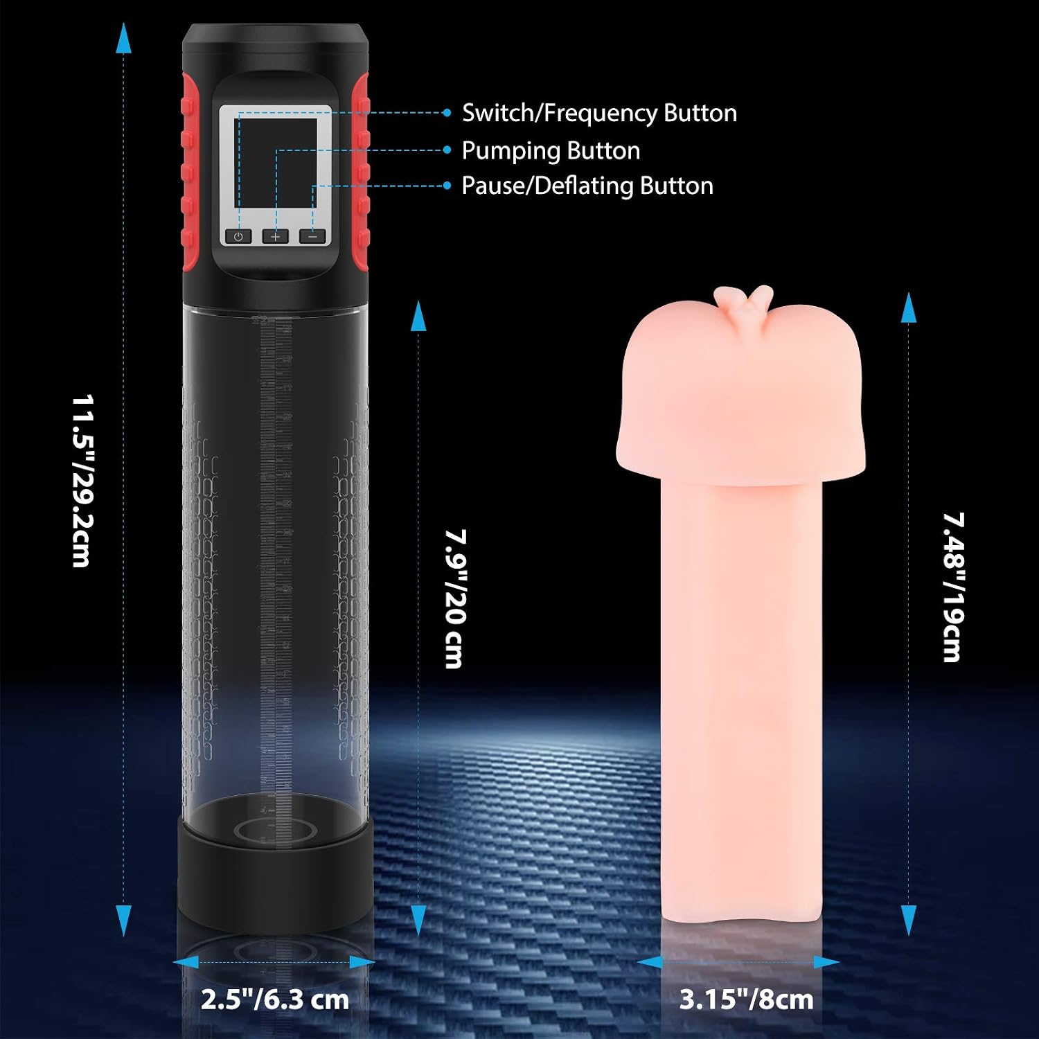 UTIMI Penis Pump Vacuum with Sleeve - Rechargeable Automatic Training Detachable with 9 Vibration Modes for Male | Masturbator | Dysfunction Enlargement | Sex Toy